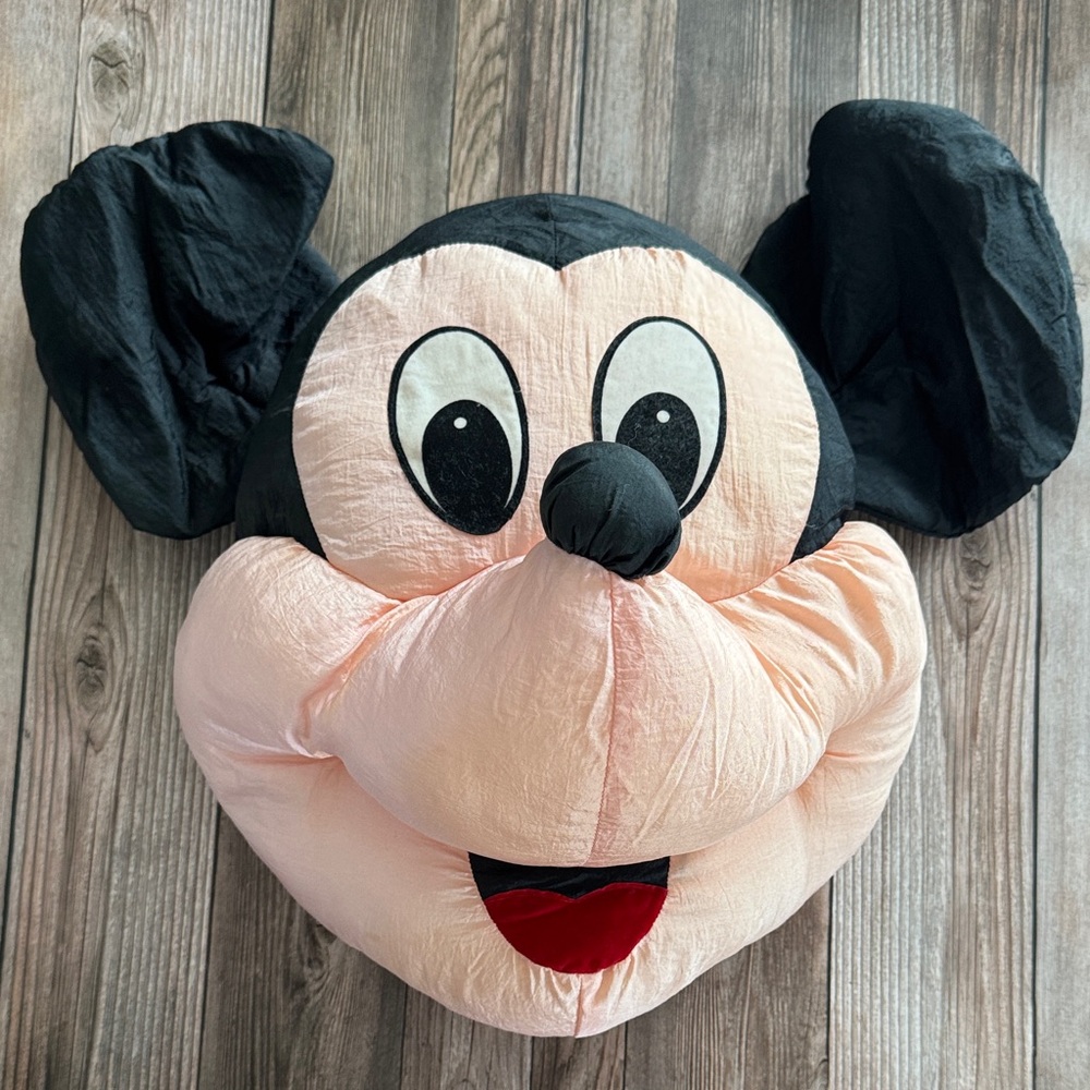 Vintage Disney Mickey Mouse Plush in Black and Peach